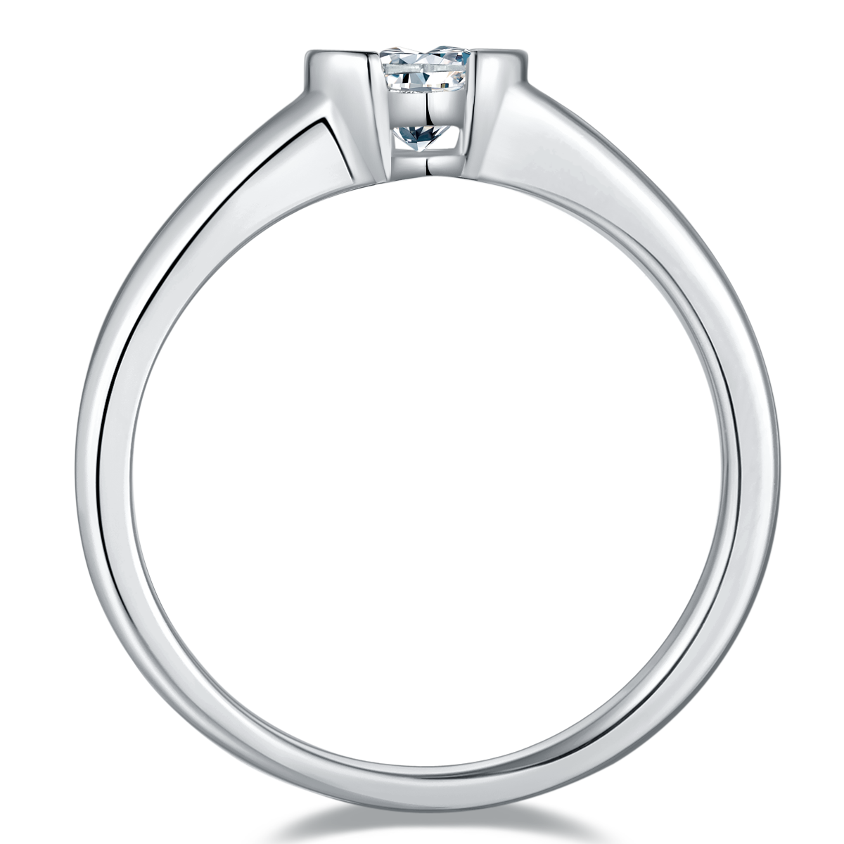 Simplified heart-shaped S925 silver plated platinum moissanite diamond women's ring 0.5 carat D-grade